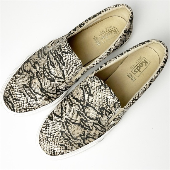 Keds Snake Print Slip-On Sneakers 8 neutral natural reptile Dream Foam shoes - Picture 2 of 11